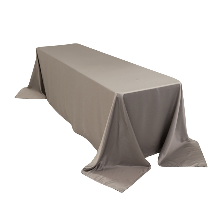 90x156inch Silver Seamless Lamour Satin Rectangle Tablecloth for 8 Foot Table