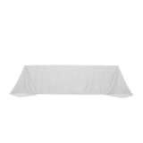 90x156inch White Seamless Lamour Satin Rectangle Tablecloth for 8 Foot Table