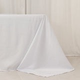 90x156inch White Seamless Lamour Satin Rectangle Tablecloth for 8 Foot Table