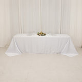 90x156inch White Seamless Lamour Satin Rectangle Tablecloth for 8 Foot Table