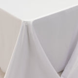 90x156inch White Seamless Lamour Satin Rectangle Tablecloth for 8 Foot Table