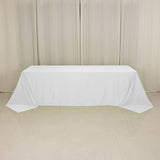 90x156inch White Seamless Lamour Satin Rectangle Tablecloth for 8 Foot Table