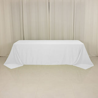 <h3 style="margin-left:0px;"><strong>Luxurious White Lamour Satin Rectangle Tablecloth 90"x156"</strong>