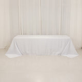 90x156inch White Seamless Lamour Satin Rectangle Tablecloth for 8 Foot Table