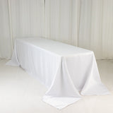 90x156inch White Seamless Lamour Satin Rectangle Tablecloth for 8 Foot Table