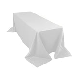 90x156inch White Seamless Lamour Satin Rectangle Tablecloth for 8 Foot Table