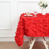 54inch Red 3D Leaf Petal Taffeta Fabric Square Table Overlay