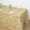 90x132Inch Champagne Leaf Petal Taffeta Rectangle Tablecloth