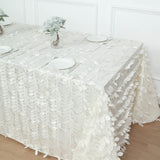 90x132Inch Ivory Leaf Petal Taffeta Rectangle Tablecloth