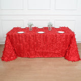 Add a Touch of Nature with the Red 3D Leaf Petal Taffeta Fabric Seamless Rectangle Tablecloth