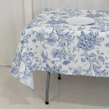 60x102inch White Blue French Toile Polyester Tablecloth Floral Table Cloth for Dining Tables