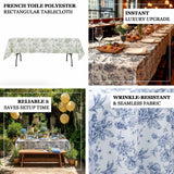 Polyester 60x102inch Rectangle Tablecloth White - Dusty Sage Green French Toile Pattern