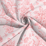 60x102inch White Pink French Toile Polyester Tablecloth, Floral Table Cloth for Dining Tables