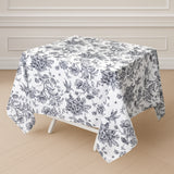 Polyester 70x70 Square Tablecloth White - Black French Toile Pattern for Elegant Occasions