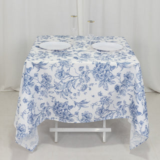 <span style="background-color:#ffffff;color:#1d1f25;">Floral Charm with White Blue French Toile Tablecloth</span>