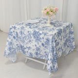 70x70inch White Blue French Toile Polyester Square Tablecloth