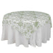 Polyester 70x70inch Table Overlay White - Dusty Sage Green French Toile Pattern for Stylish Events