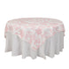 70x70inch White Pink French Toile Polyester Square Table Overlay