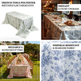 Polyester 90x132inch Rectangle Tablecloth White - Seamless Lavender Lilac French Toile