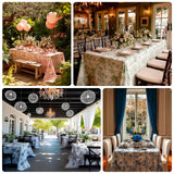 Polyester 90x132inch Rectangle Tablecloth White - Seamless Black French Toile Pattern Formal