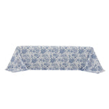 90x156inch White Blue French Toile Polyester Tablecloth, Seamless Floral Rectangle Table#whtbkgd