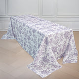 Polyester 90x156inch Rectangle Tablecloth White - Seamless Lavender Lilac French Toile