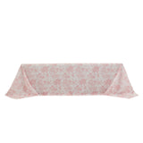 90x156inch White Pink French Toile Polyester Tablecloth, Seamless Floral Rectangle Table#whtbkgd