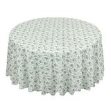 Dusty Sage Green Polyester Round Tablecloth in French Toile Pattern