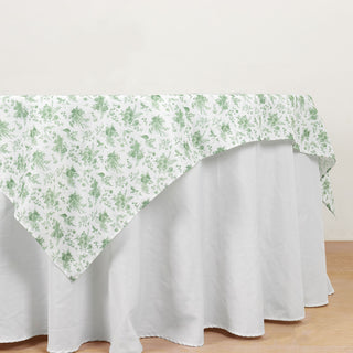 Versatile Dusty Sage Green Floral Table Overlay