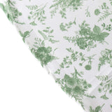 Dusty Sage Green Polyester Rectangular Tablecloth in French Toile Pattern