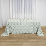 Dusty Sage Green Polyester Rectangular Tablecloth in French Toile Pattern