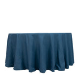 Navy blue tablecloth with elegant draping
