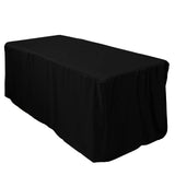 Black Fitted Premium Polyester Rectangle Tablecloth 6ft Table Cover#whtbkgd