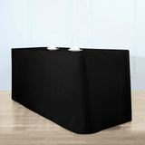 Black Fitted Premium Polyester Rectangle Tablecloth 6ft Table Cover