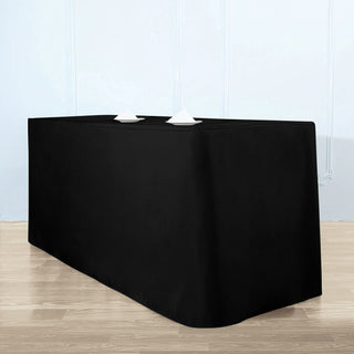 <h3 style="margin-left:0px;"><span style="background-color:transparent;color:#000000;">Black Fitted Premium Polyester Rectangle Tablecloth</span>