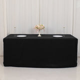 Black Fitted Premium Polyester Rectangle Tablecloth 6ft Table Cover