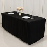 Black Fitted Premium Polyester Rectangle Tablecloth 6ft Table Cover