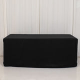 Black Fitted Premium Polyester Rectangle Tablecloth 6ft Table Cover