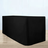 Black Fitted Premium Polyester Rectangle Tablecloth 6ft Table Cover