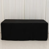 Black Fitted Premium Polyester Rectangle Tablecloth 6ft Table Cover