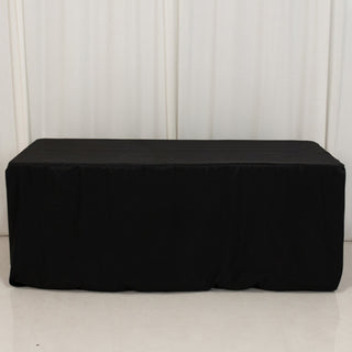 <h3 style="margin-left:0px;"><span style="background-color:transparent;color:#000000;">Black Fitted Premium Polyester Rectangle Tablecloth</span>