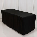 Black Fitted Premium Polyester Rectangle Tablecloth 6ft Table Cover