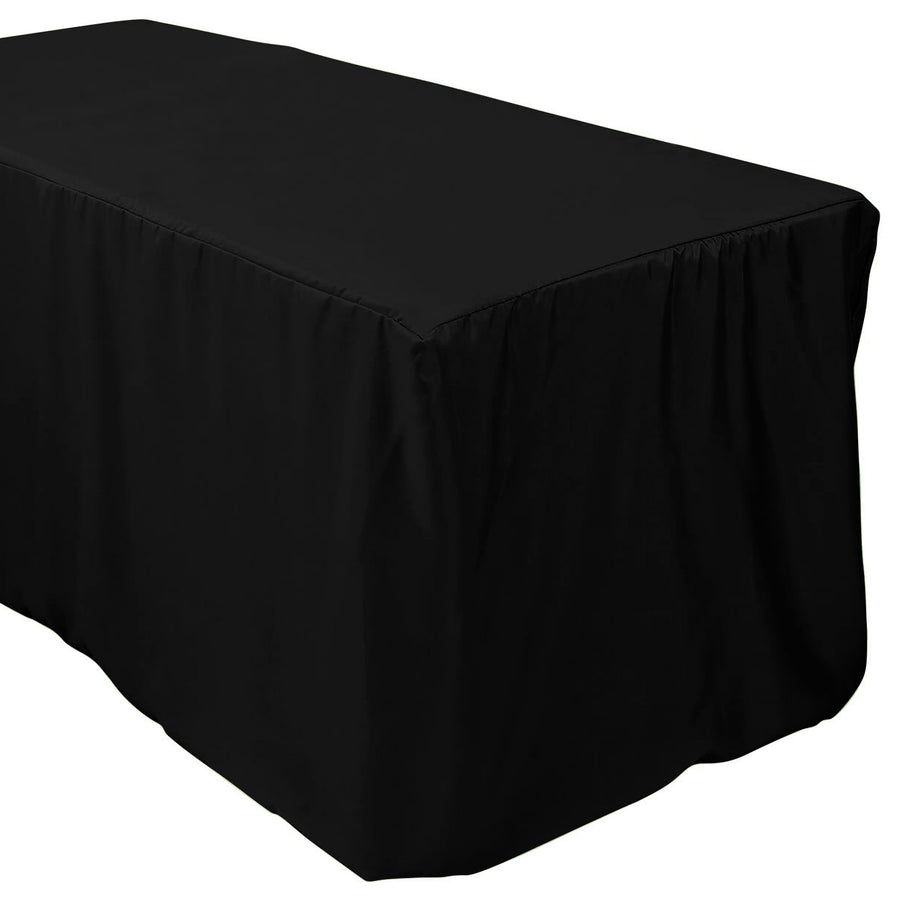 Black Fitted Premium Polyester Rectangle Tablecloth 6ft Table Cover