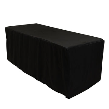 Premium Polyester 6ft Rectangle Tablecloth Black Durable Fitted 220GSM Table Cover