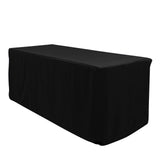 Black Fitted Premium Polyester Rectangle Tablecloth 6ft Table Cover#whtbkgd