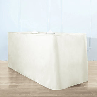 <h3 style="margin-left:0px;"><span style="background-color:transparent;color:#000000;">Ivory Fitted Premium Polyester Rectangle Tablecloth</span>