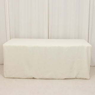 <h3 style="margin-left:0px;"><span style="background-color:transparent;color:#000000;">Ivory Fitted Premium Polyester Rectangle Tablecloth</span>