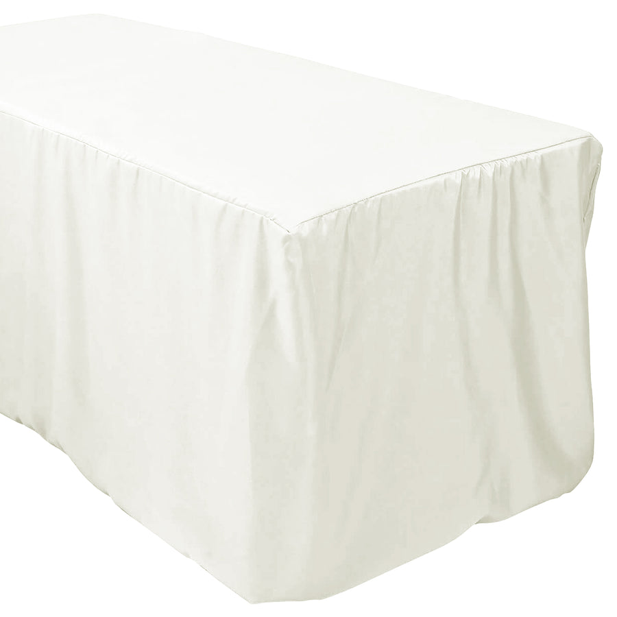 Ivory Fitted Premium Polyester Rectangle Tablecloth 6ft Table Cover