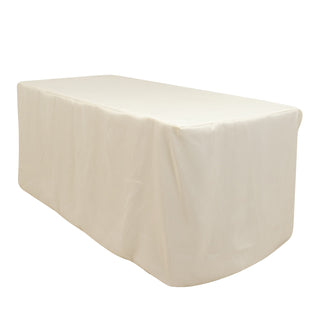 <h3 style="margin-left:0px;"><span style="background-color:transparent;color:#000000;">Ivory Fitted Premium Polyester Rectangle Tablecloth</span>