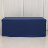 Navy Blue Fitted Premium Polyester Rectangle Tablecloth 6ft Table Cover For 72"x30" Tables - 220GSM